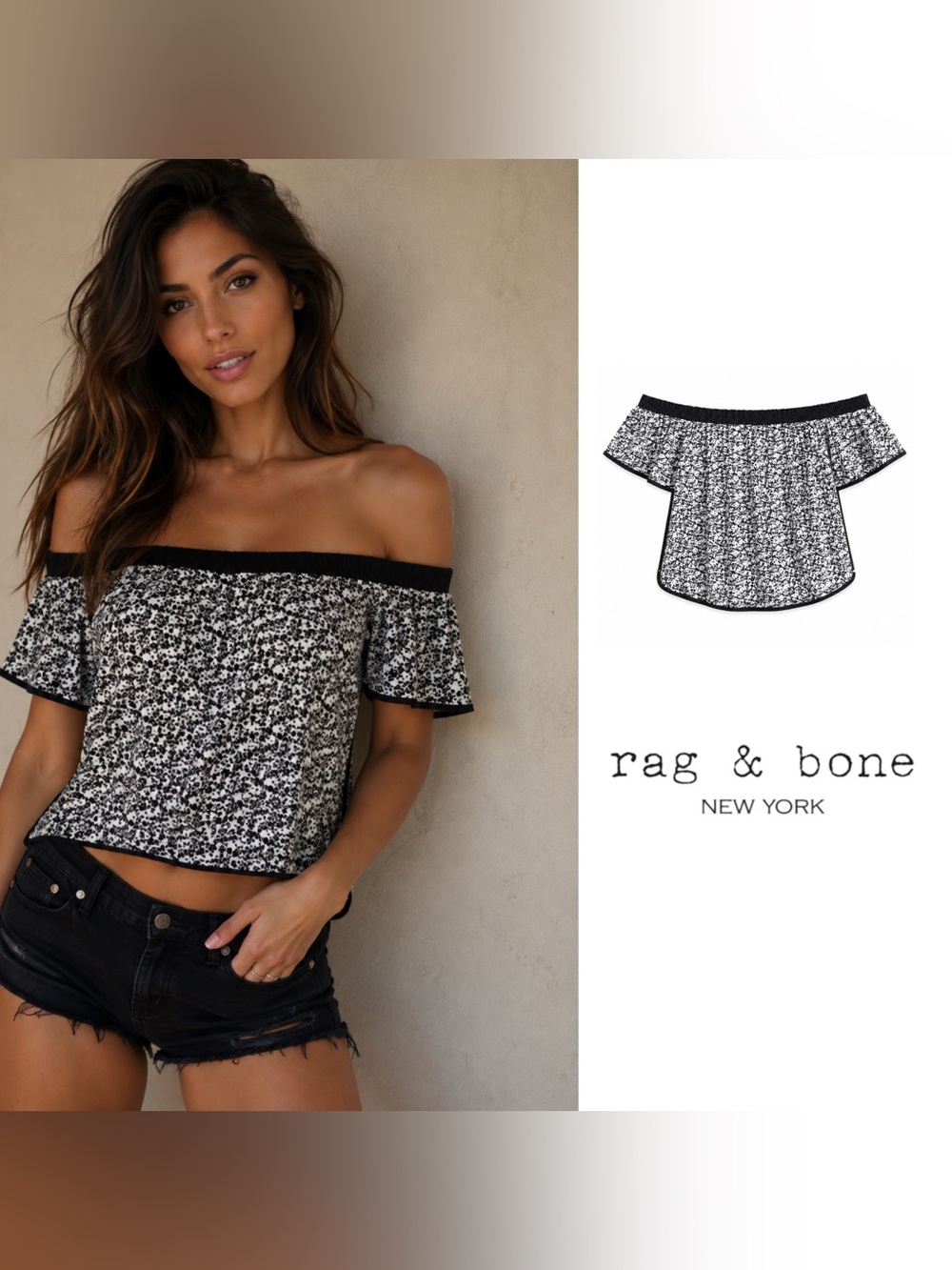 NEW Rag & Bone Flavia Floral Off Shoulder …
